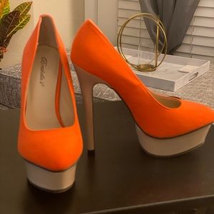 Orange/tan platform heels